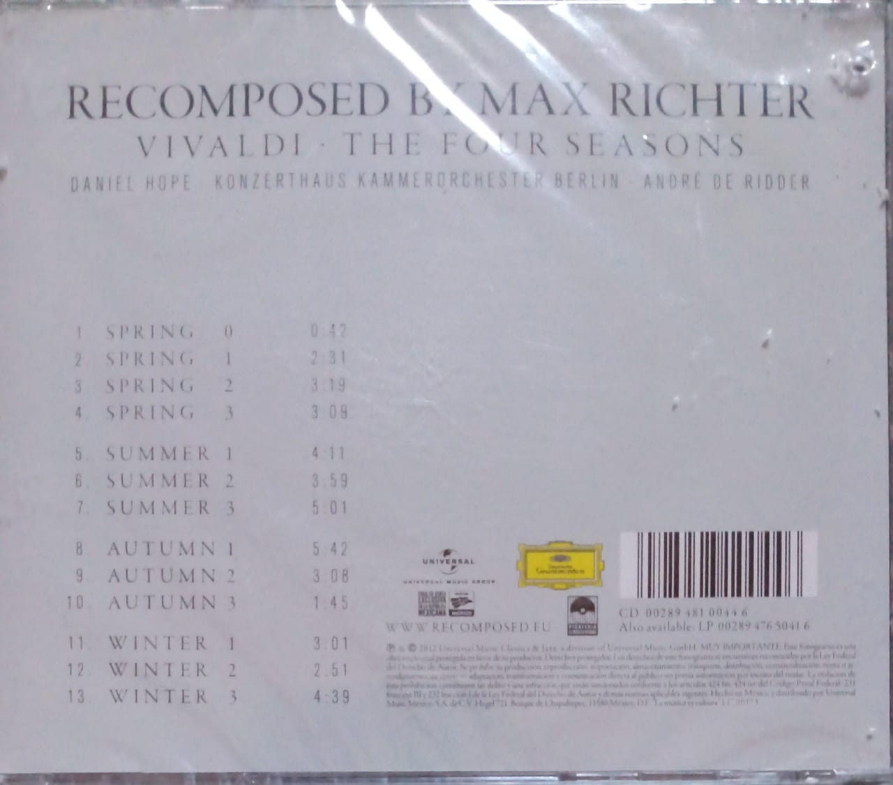 Max Richter, Vivaldi – Recomposed By Max Richter: Vivaldi - The Four Seasons. Cd nuevo.
