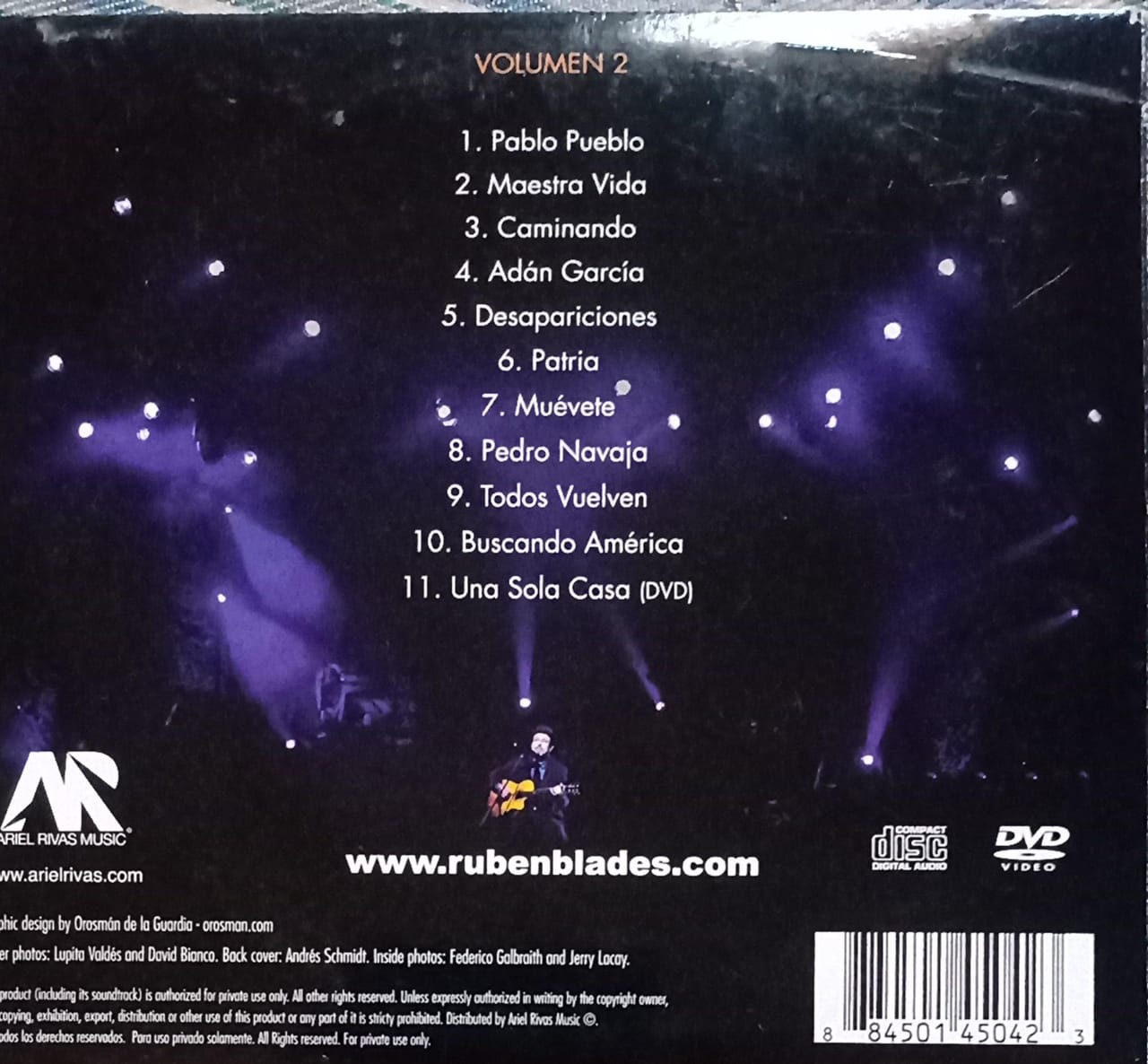 Ruben Blades, Seis Del Solar – Todos Vuelven Live • Vol. 2. Cd y DVD excelente estado.