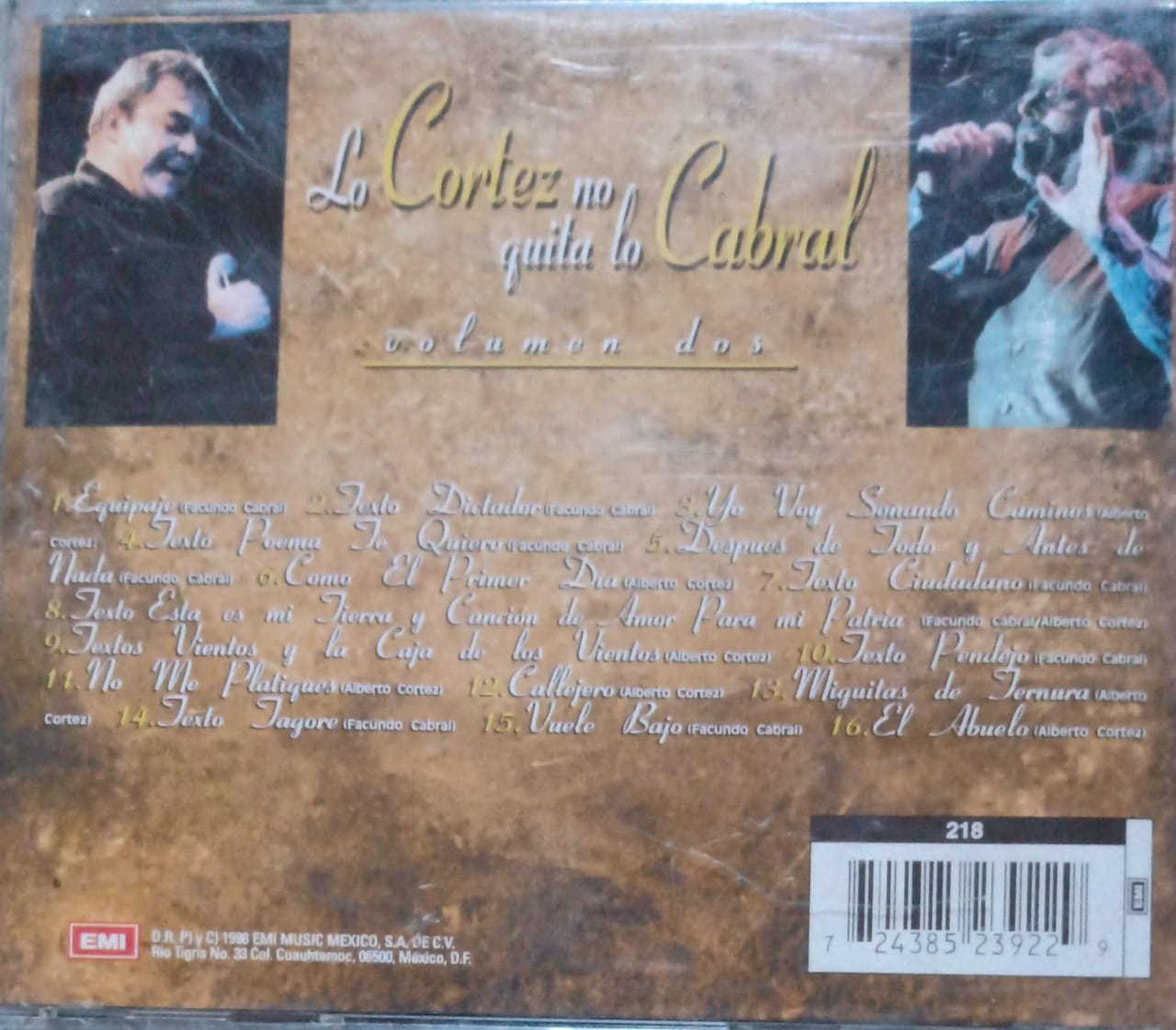 Facundo Cabral, Alberto Cortez – Lo Cortez No Quita Lo Cabral. Volumen Dos. Cd.