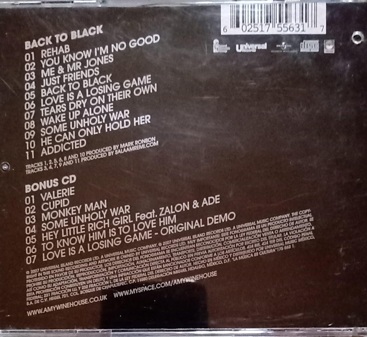 Amy Winehouse – Back to Black (CD doble en excelente estado).