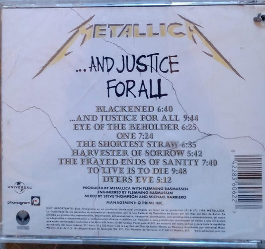 Metallica – ...And Justice for All (CD nuevo).