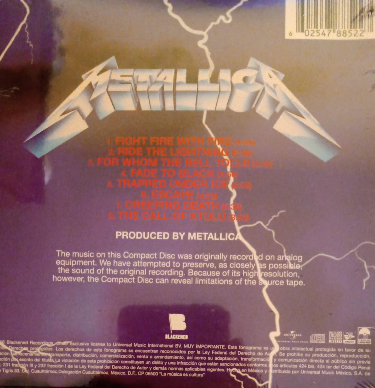 Metallica – Ride the Lightning (CD nuevo).