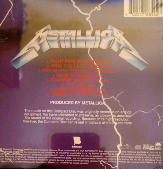Metallica – Ride the Lightning (CD nuevo).