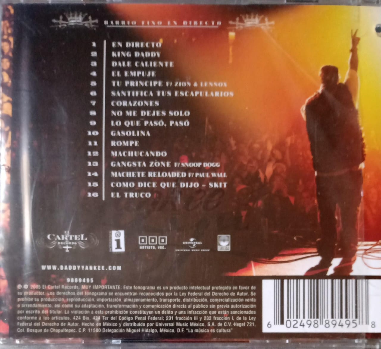Daddy Yankee – Barrio Fino En Directo. Cd nuevo.