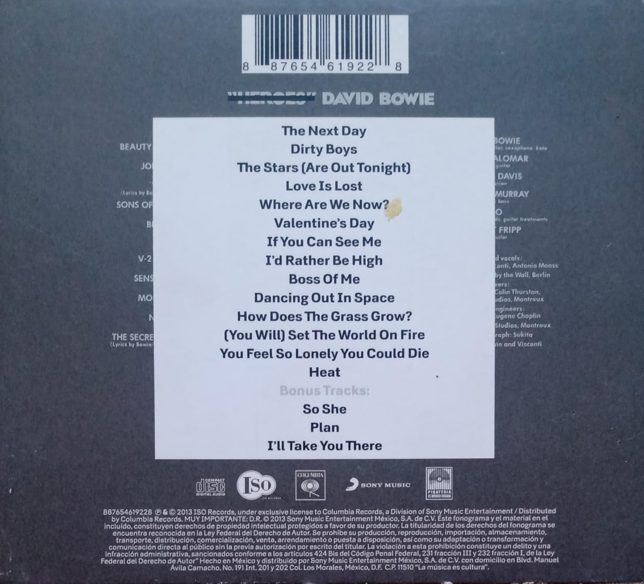 David Bowie – The Next Day (CD en buen estado).