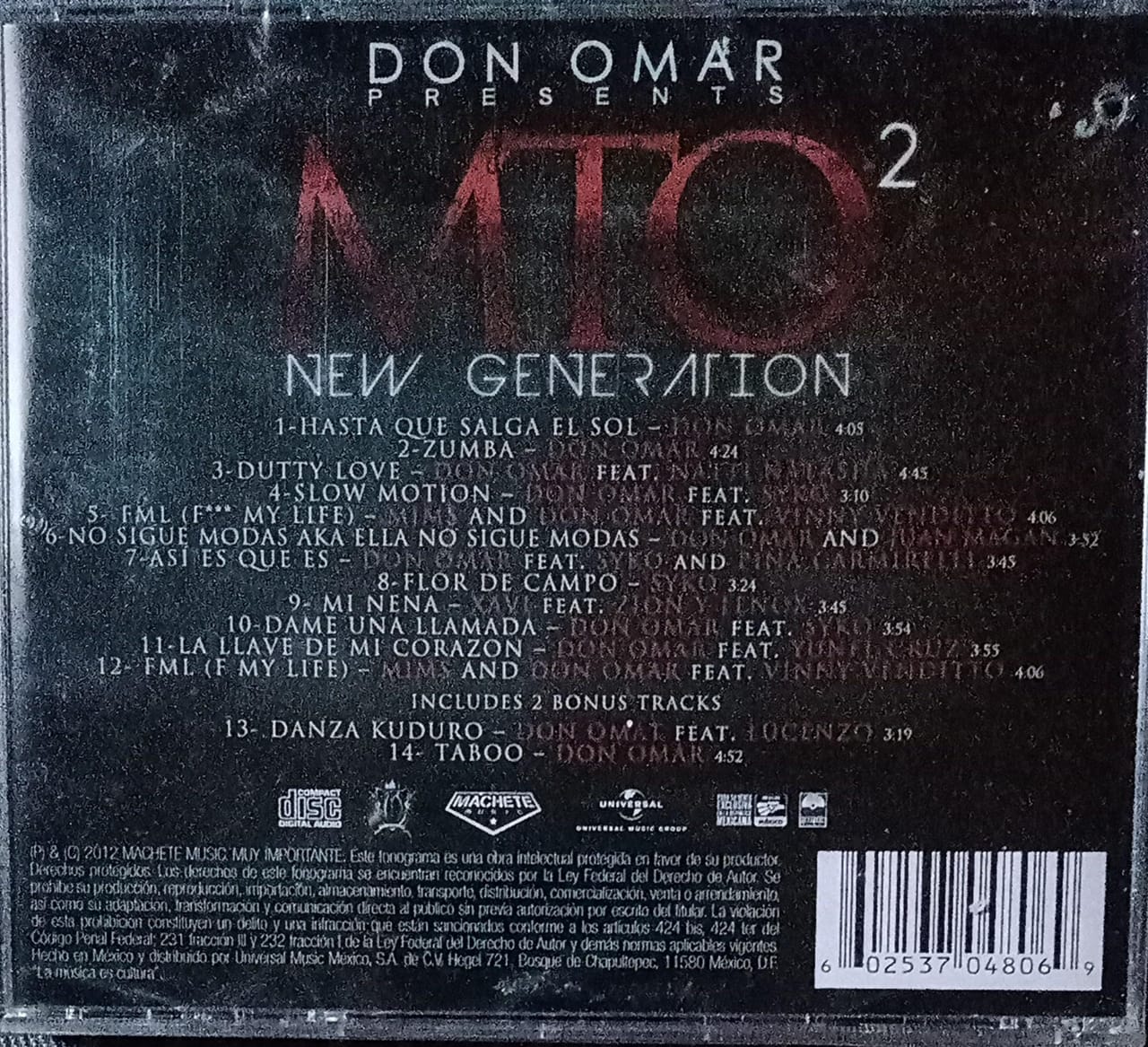 Don Omar – Don Omar Presents MTO²: New Generation. Cd nuevo.
