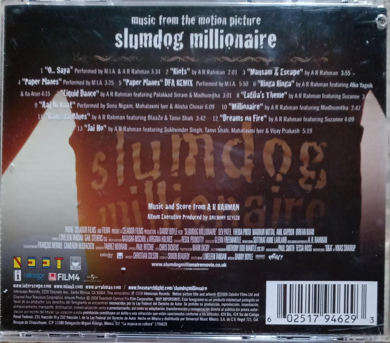A R Rahman – Slumdog Millionaire (OST Soundtrack). Cd excelente estado.