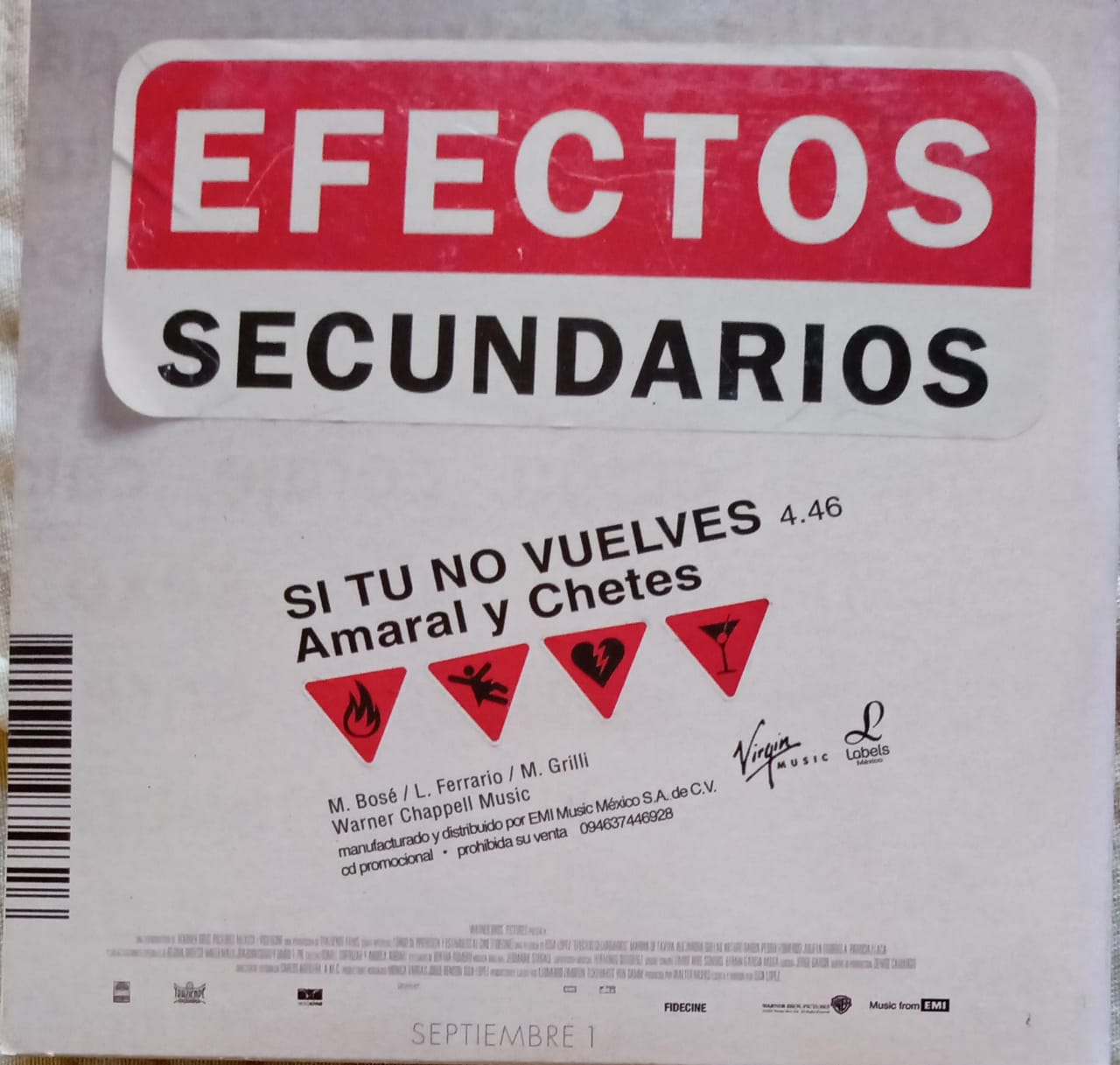 Amaral y Chetes. Si tu no vuelves. CD single excelente estado.
