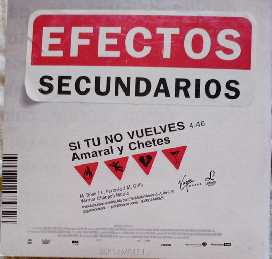 Amaral y Chetes. Si tu no vuelves. CD single excelente estado.
