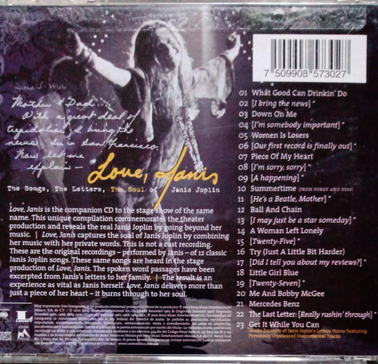 Janis Joplin – Love, Janis. CD buen estado.