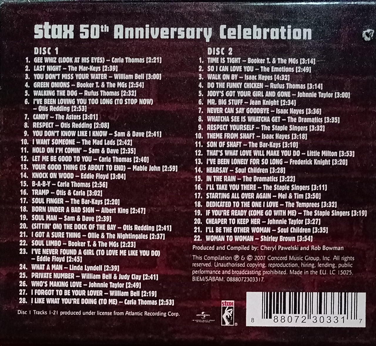 Varios – Stax 50th Anniversary Celebration. Cd doble buen estado.