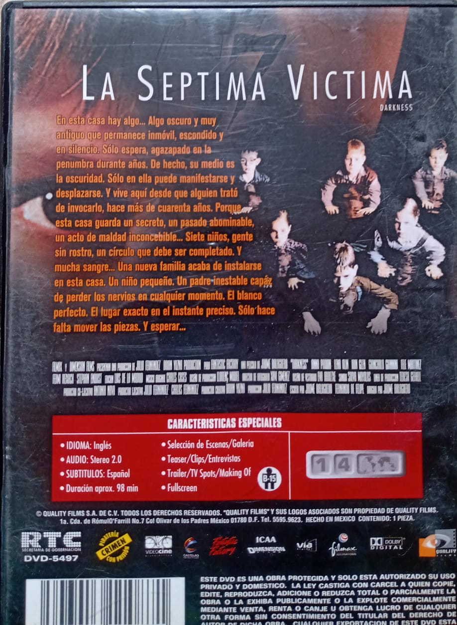 La Séptima Víctima (Darkness) — DVD nacional.