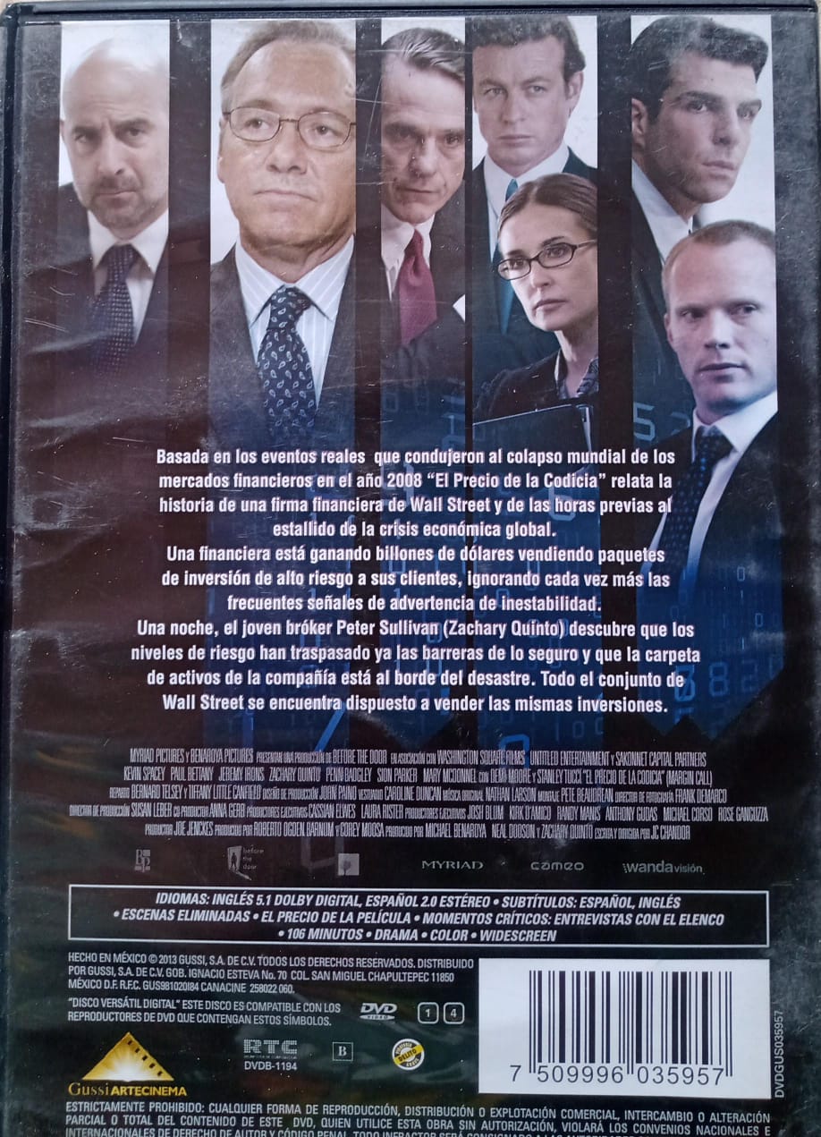 El Precio de la Codicia (Margin Call) — DVD nacional.
