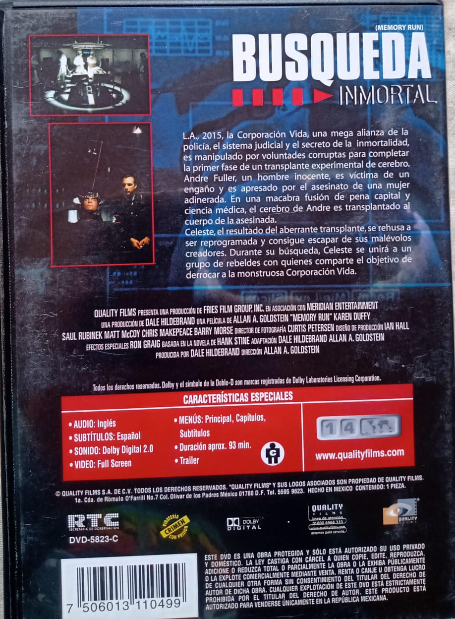 Búsqueda Inmortal (Memory Run) — DVD.