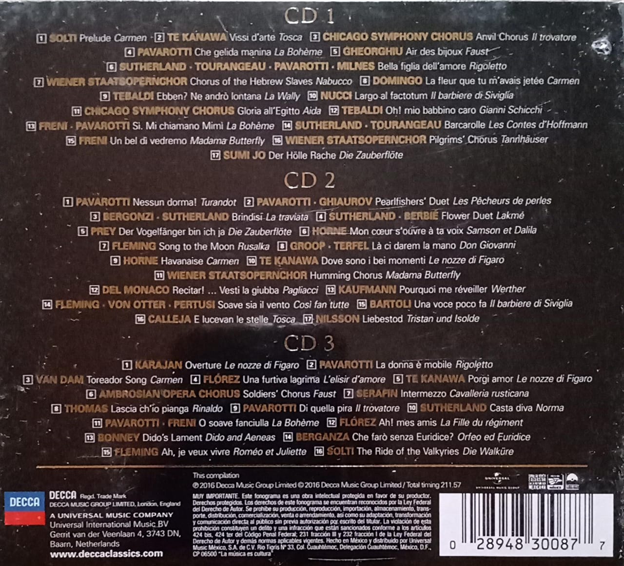OPERA GOLD: 50 GREATEST TRACKS - VARIOUS ARTISTS. Disco triple nuevo.