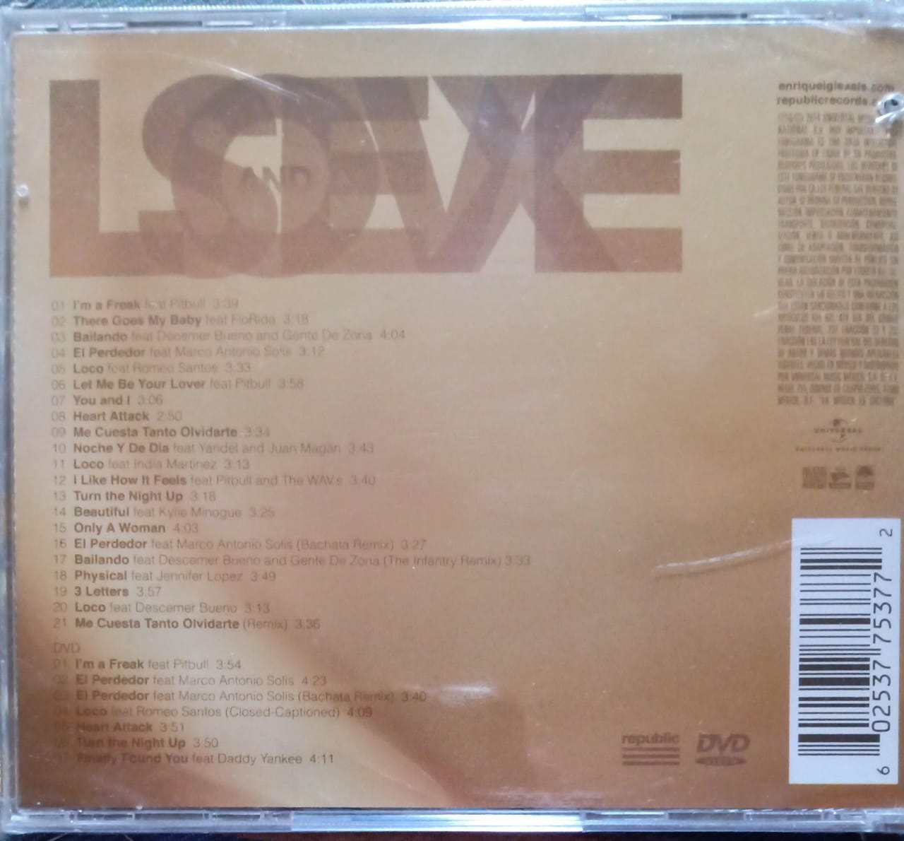 Enrique Iglesias – Sex And Love. CD y DVD nuevo.
