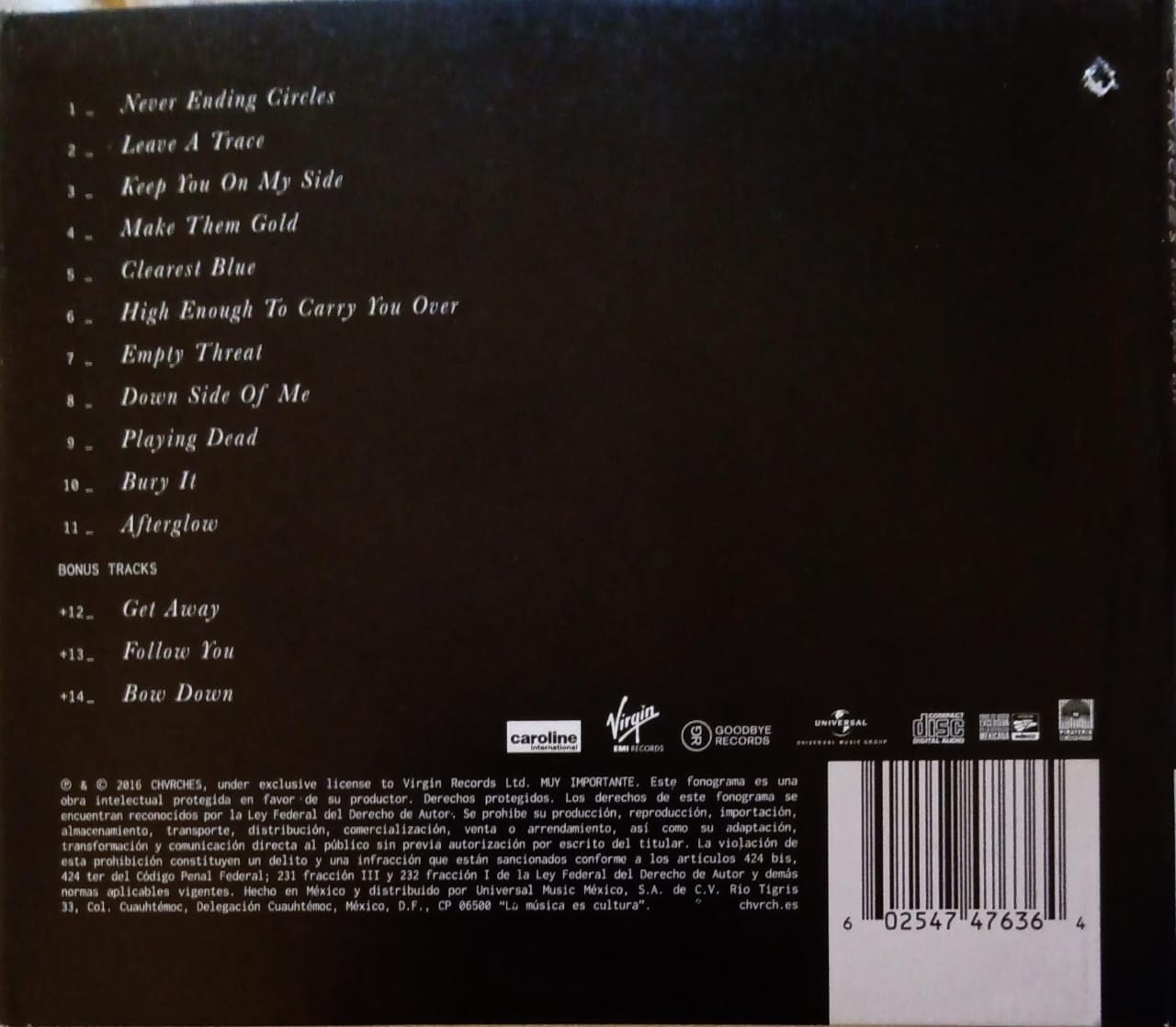 CHVRCHES – Every Open Eye. Cd autografiado.