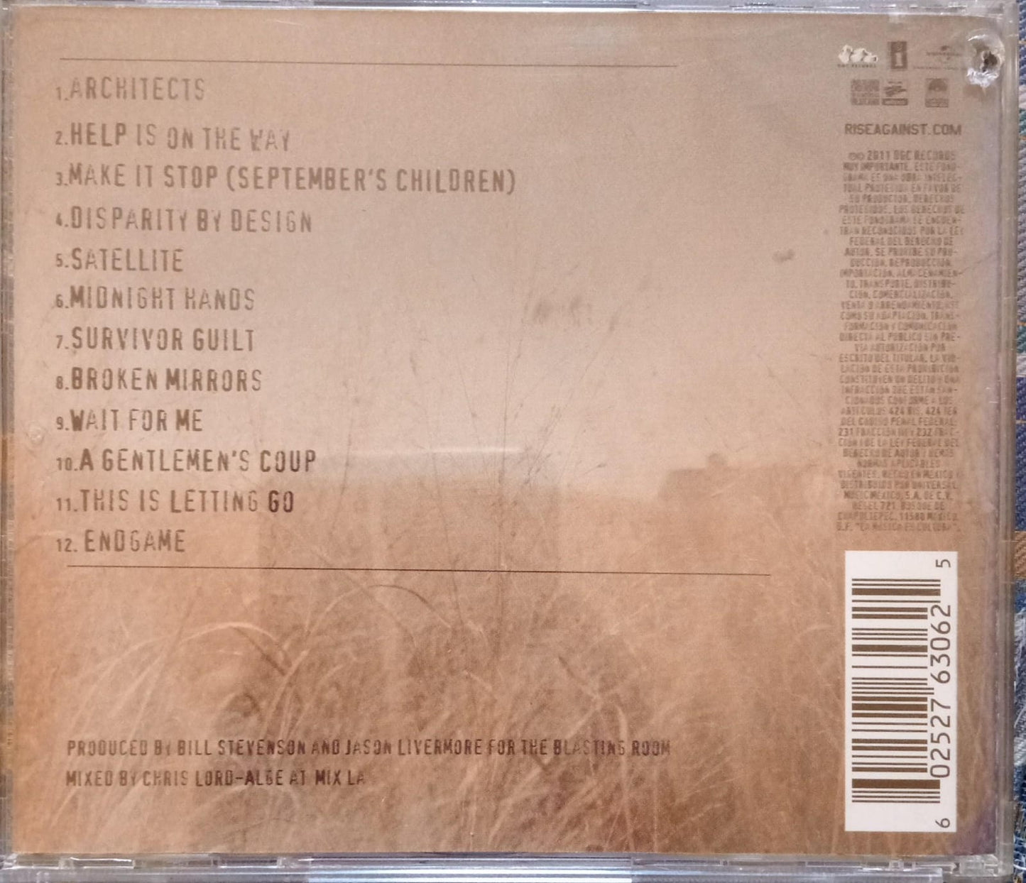 RISE AGAINST – Endgame. Cd excelente estado.