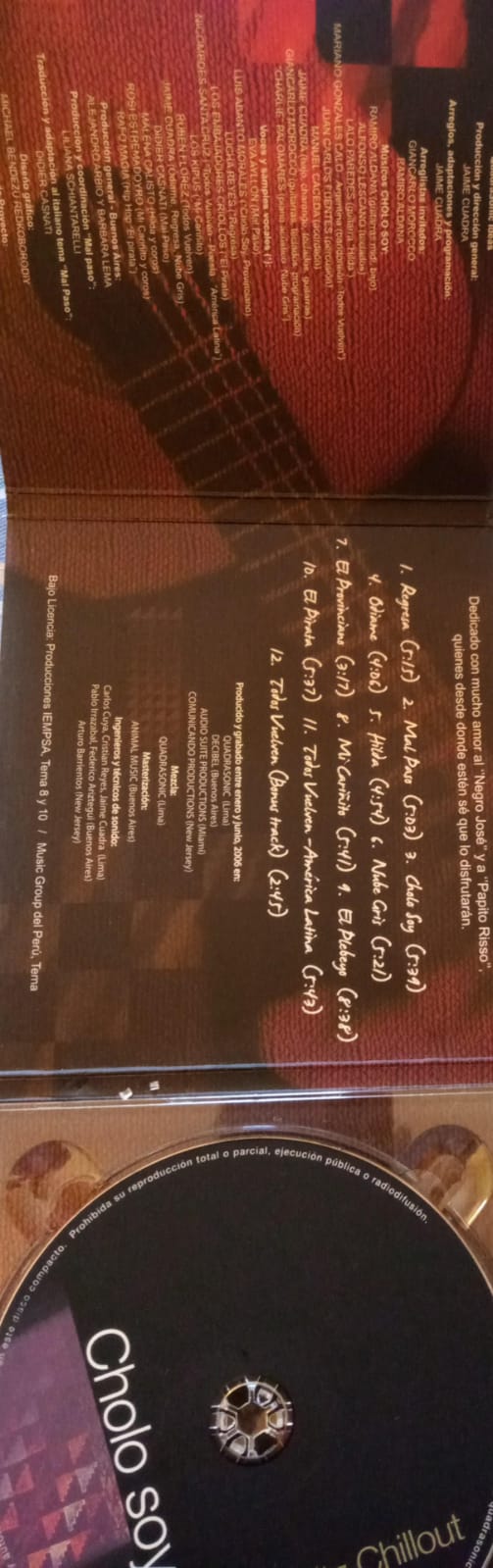 Jaime Cuadra – Cholo Soy: Peruvian Waltz Chillout. CD excelente estado.