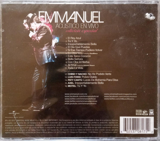 Emmanuel – Acústico En Vivo. Cd nuevo.
