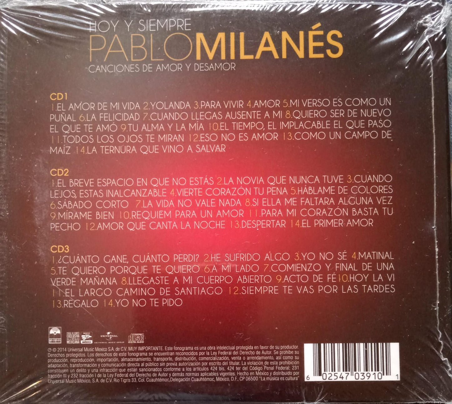 Pablo Milanés – Hoy Y Siempre: Canciones De Amor Y Desamor. Cd triple nuevo.