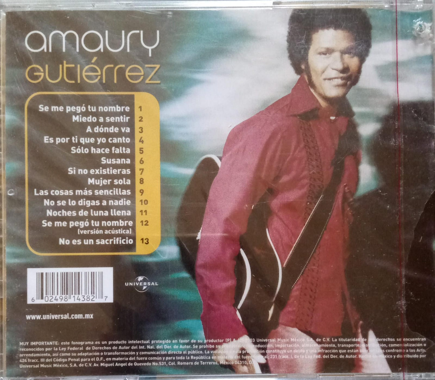 Amaury Gutiérrez – Se Me Pegó Tu Nombre. Cd nuevo.