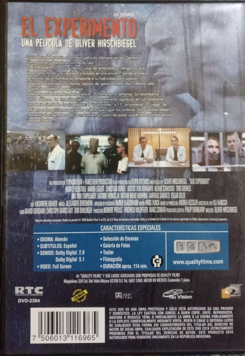 El experimento. Das Experiment. DVD.