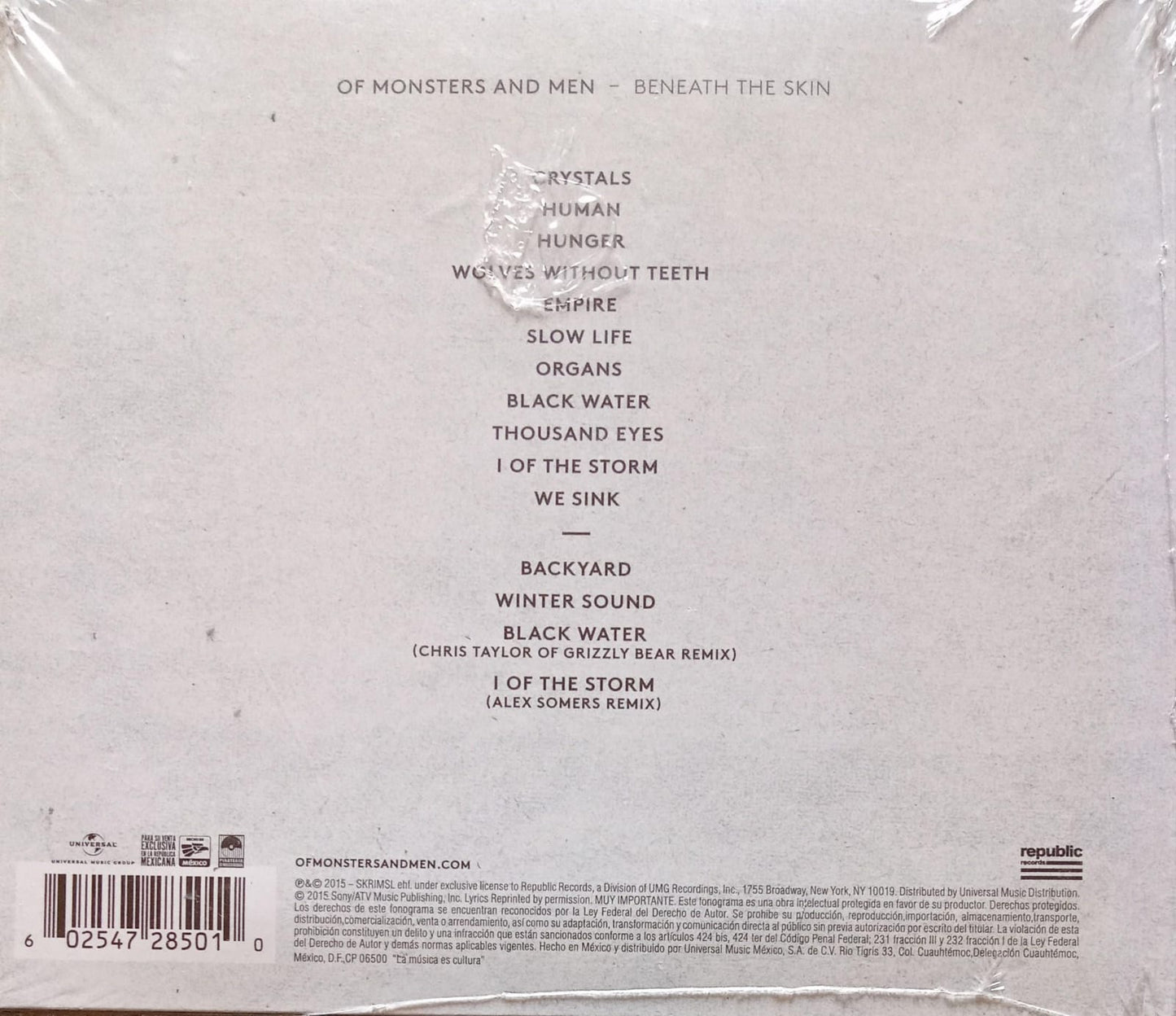 OF MONSTERS AND MEN – Beneath the Skin. CD nuevo.
