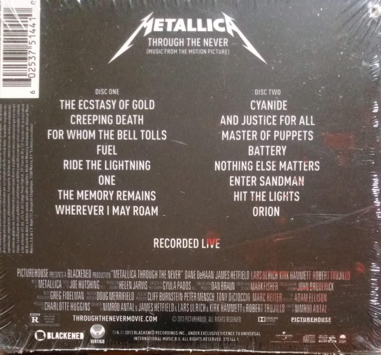 Metallica – Through The Never (Music From The Motion Picture). Cd doble nuevo.