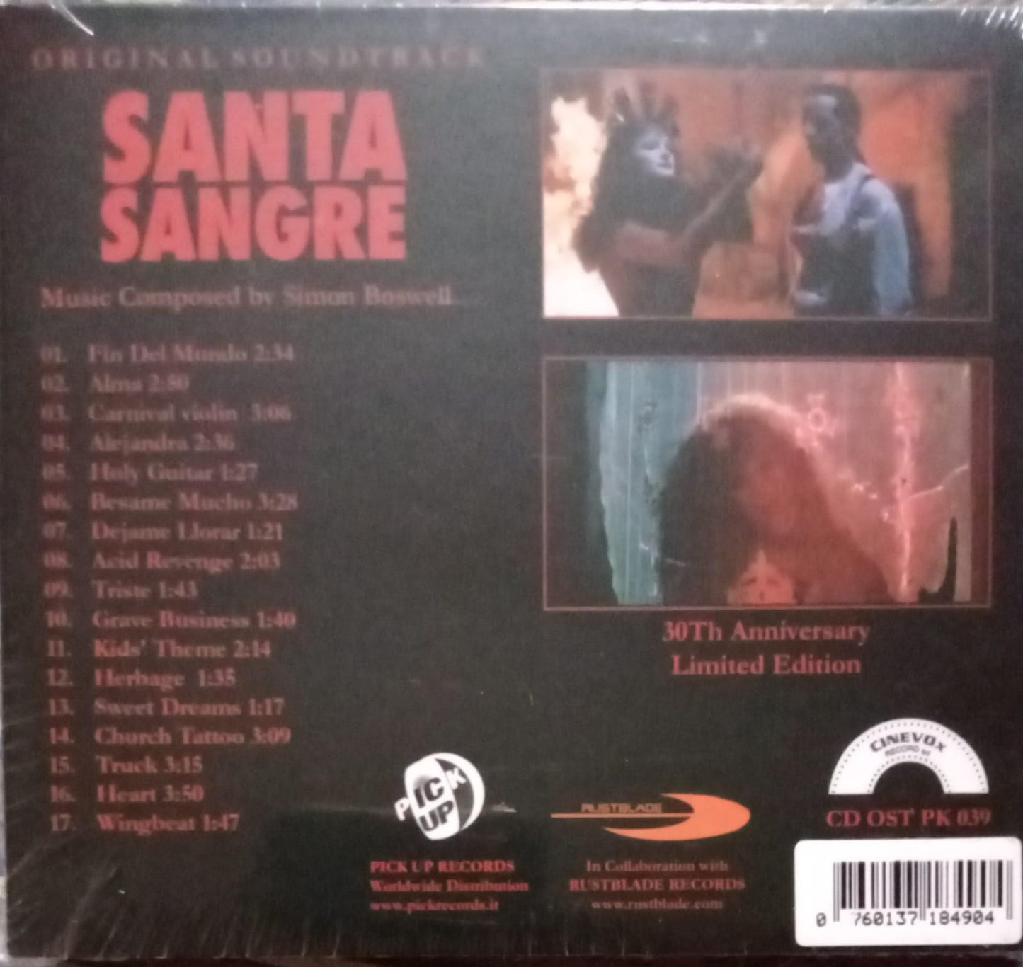 Simon Boswell – Santa Sangre - 30th Anniversary Limited Edition cd nuevo. Alejandro Jodorowsky.