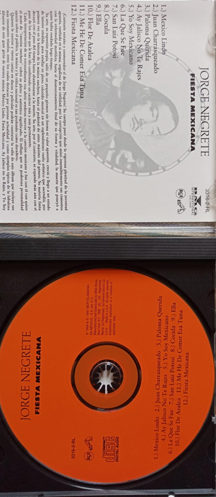 Jorge Negrete – Fiesta Mexicana. Cd buen estado.