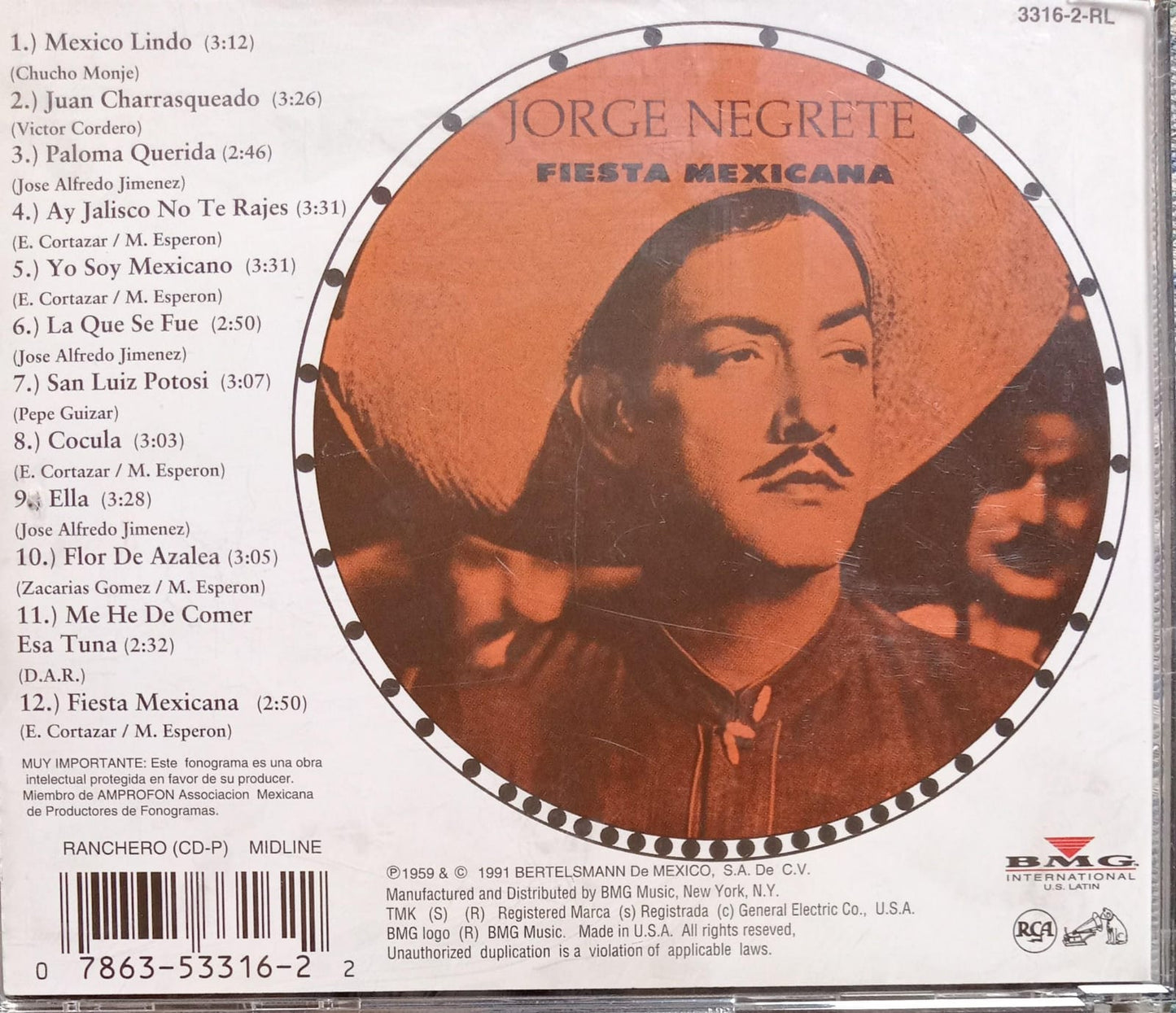 Jorge Negrete – Fiesta Mexicana. Cd buen estado.