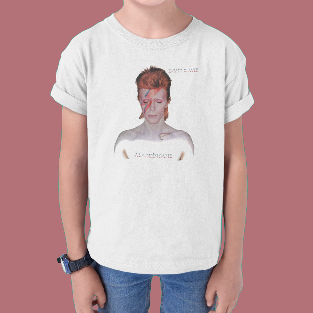 David Bowie. Aladdin Sane. Playera niños. formato muerto