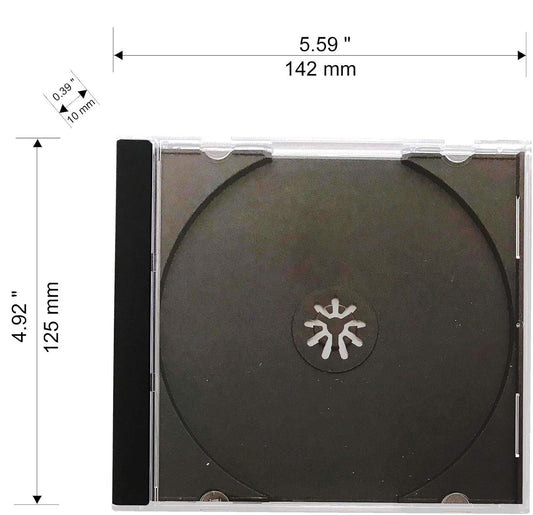 Estuches caja case para CDs - Bandeja Negra. 25 piezas.